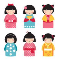 Vector dolls in japanese style