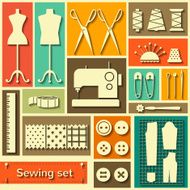 Vector flat sewing icons set N2