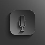 Microphone icon - vector black app button