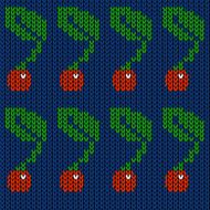 Seamless knitted background with cherries
