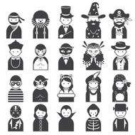 Various People Symbol Icons Fancy Mask Set N2