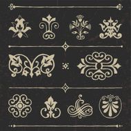 Vintage hand drawn design elements set 3 on dark N2