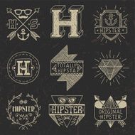 Vintage hand drawn hipster labels set 1 on dark
