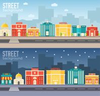 Flat colorful vector sity buildings set Icons background concept design N6