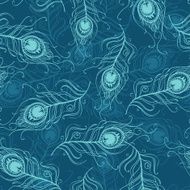 Seamless pattern of peacock feathers N3