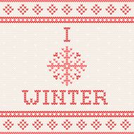 Knitted Christmas greeting card - I love winter N2