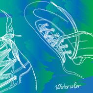 Boots with lacing water color drawing