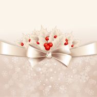 Vector christmas background with bow and holly N2