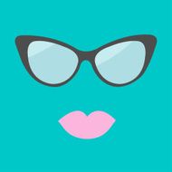 Women&#039;s glasses and lips Flat design