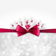 Vector christmas background with bow and holly N3