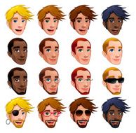 Male faces vector isolated characters