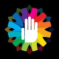 spiritual hand on colorful background