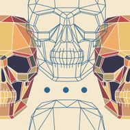 Conceptual polygonal human skull Abstract vector seamless pattern N2