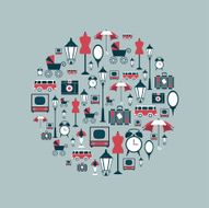 Retro circle design Collection of flat icon N5