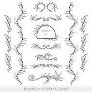 Elegant floral elements with branches and leaves N3