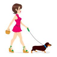 Woman Walking Dachshund