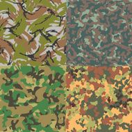 Set of vector seamless camouflage patterns Four kinds