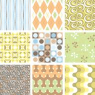 Yet another set of nine funky retro seamless patterns