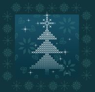 Holidays ornament pattern with snow and xmas tree