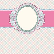 round label on color checked background