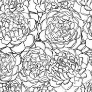 seamless pattern with monochrome black and white flowers N3