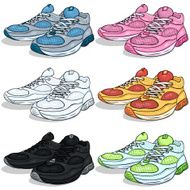 Vector Set of Cartoon Running Shoes