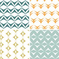 Four abstract arrow shapes seamless patterns set