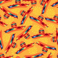Mexican seamless pattern with sombrero in native style
