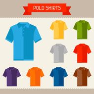 Polo shirts colored templates for your design in flat style