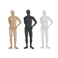 Vector Set of Three Male Mannequins Isolated on White Background N2