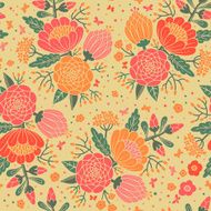 Seamless vintage pattern with decorative flowers N16
