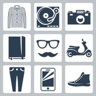 Vector hipster icons set