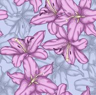 seamless background with violet lilies