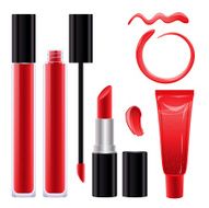 Make-up set for lips Lipstick and lip gloss Red color