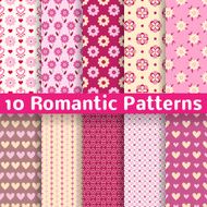 Romantic different vector seamless patterns (tiling)