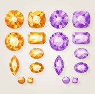 Set of jewels - yellow and purple Colorful gemstones N4