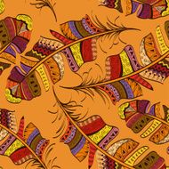 Seamless pattern of tribal bird feathers