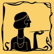Smoking woman in Art Deco costume