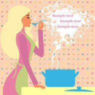 Pretty girl prepares food