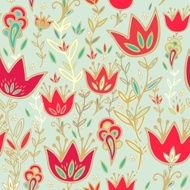 Seamless pattern with decorative tulips