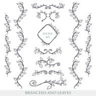 Elegant floral elements with branches and leaves N4