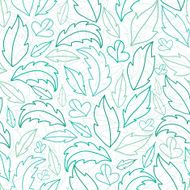 Leaves lineart seamless pattern background