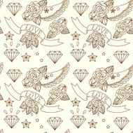 Old school tattoo Vector seamless pattern