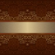 Ornate floral seamless pattern on brown Vector background
