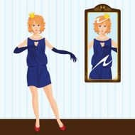 Red-Haired Princess by the Mirror