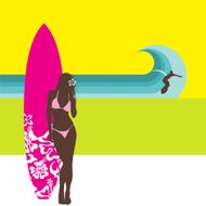 Sexy surfer girl Illustration vector summer