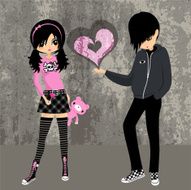 Emo love &hearts; teenager girl lolita cosplay illustration vector