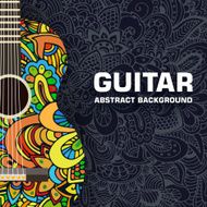 Abstract retro music guitar on the background of ornament N2