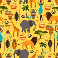 African ethnic seamless pattern with stylized icons N4
