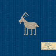 Knitted pattern card with funny goat